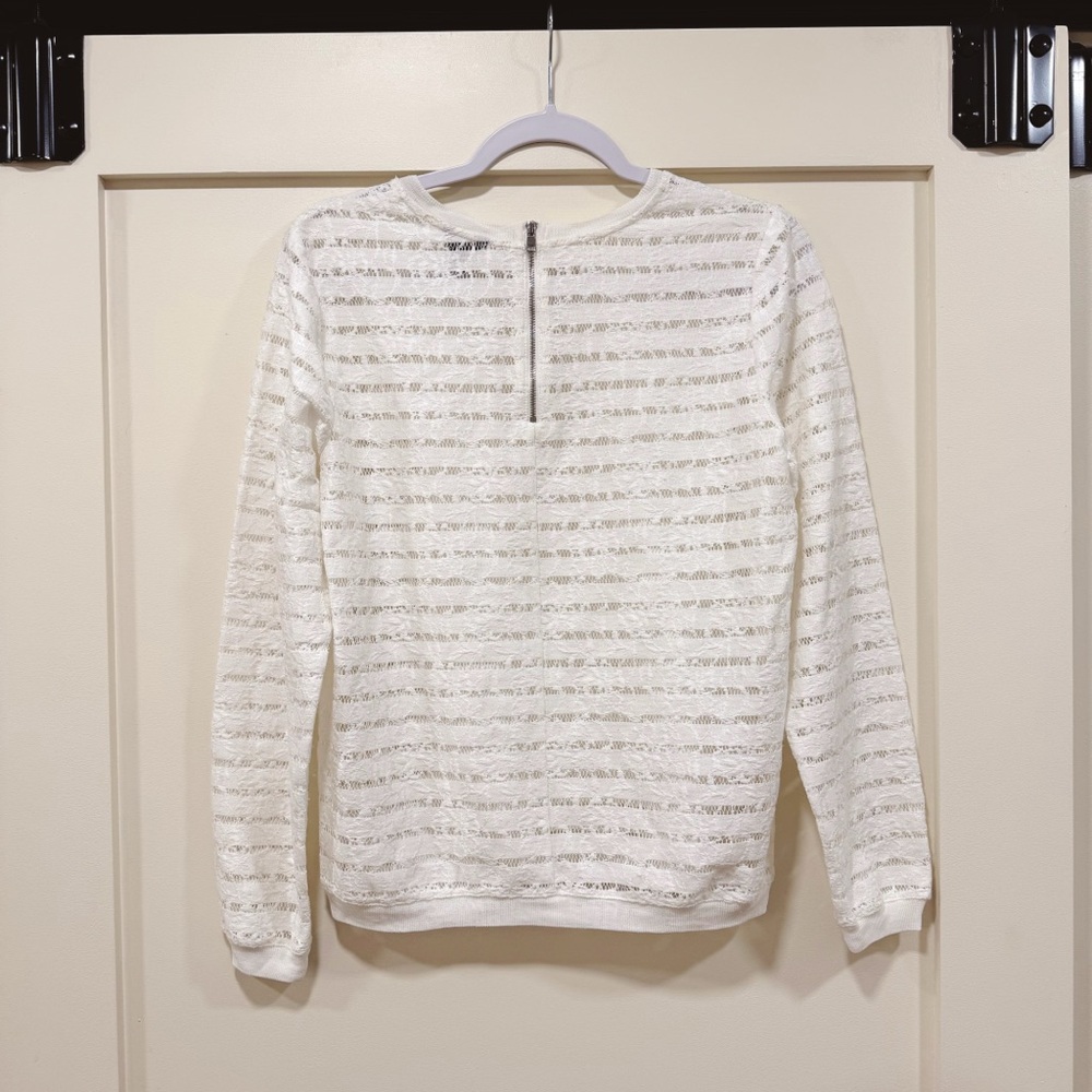 Cream long sleeve lace stripe shirt - Picture 4 of 5